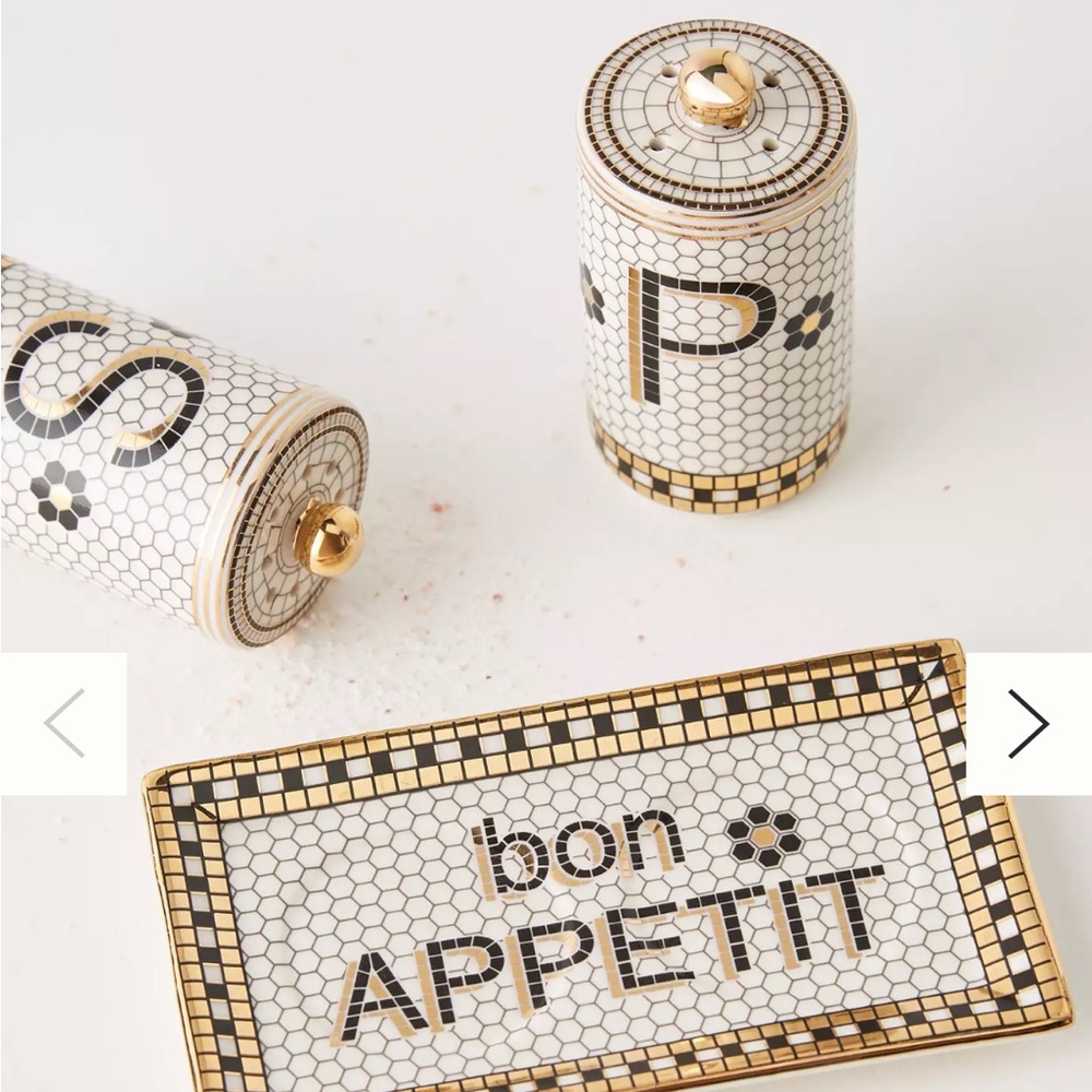 Anthropologie Bistro Tile Salt and Pepper Shaker Set New In Box